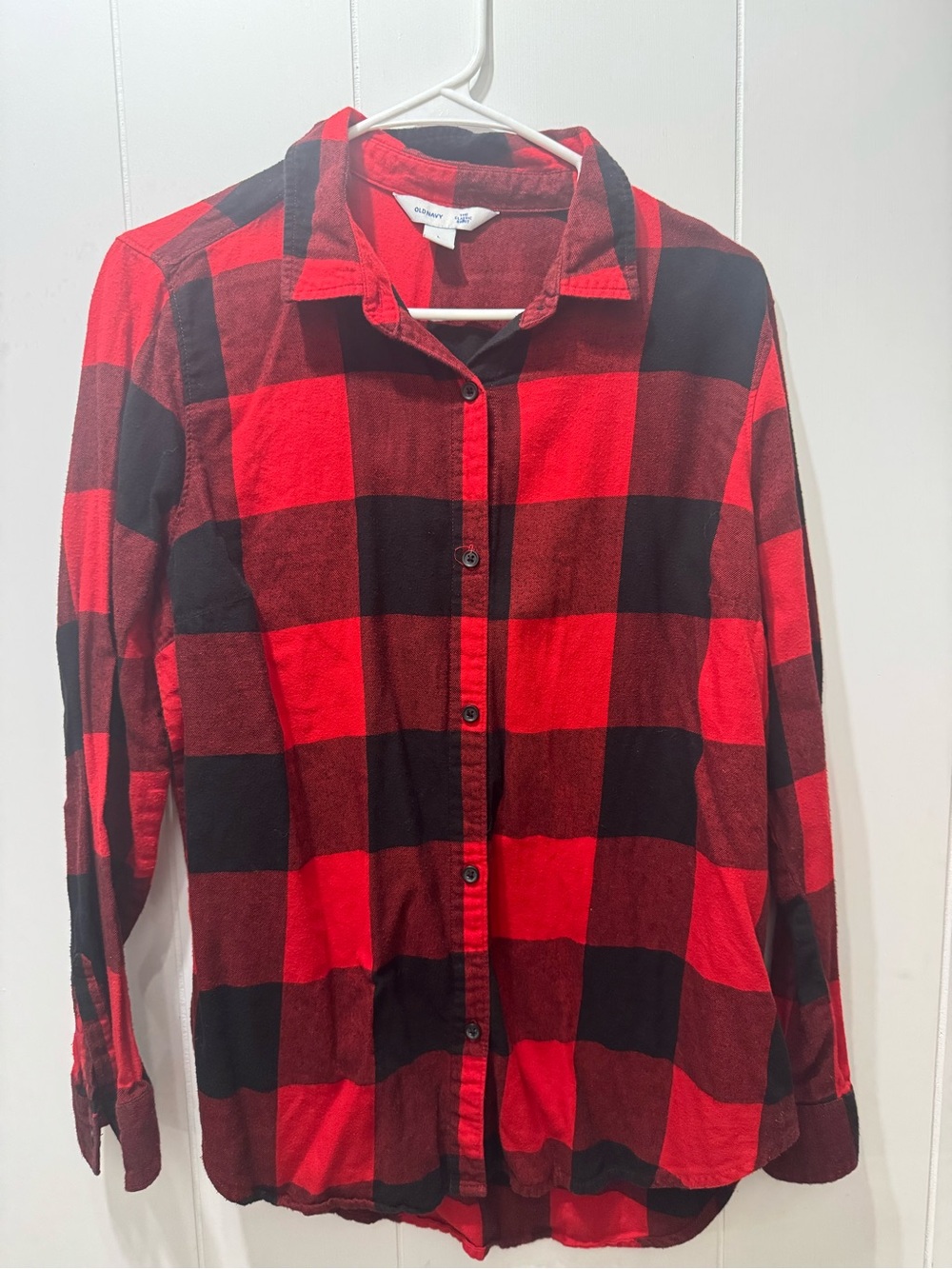 Women’s Red and Black Flannel Button-Up Shirt